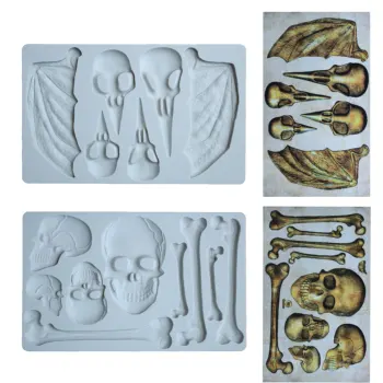 Skull & Bones,Fugle & Flagermus Silikone Formen Fondant Mould Kage Udsmykning Af Gumpaste, Chokolade Forme, Sugarcraft, Køkken Gadget images