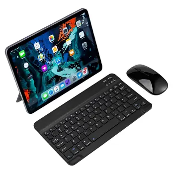 Slanke Bærbare Mini Trådløse Bluetooth-Tastatur Og Mus Til Tablet, Laptop, Smartphone, IPad, IOS Android-Telefon, russisk, spansk images