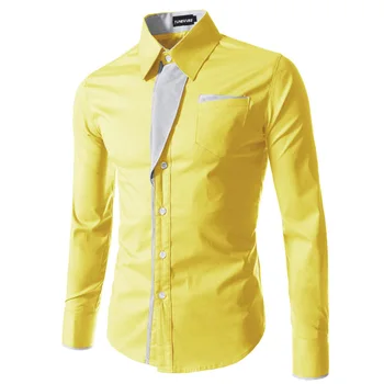 Slankt Design Business Casual Mandlige Shirt Forår mode Camisa Masculina shirts med Lange Ærmer Mænd 15 farve shirts fra M til 4XL størrelse images