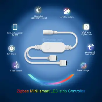 Smart RGB LED lysbånd 5m Kit med Zigbee LED Controller APP stemmestyring Arbejde med Alexa & SmartThings H*U*E-hub, der Kræves images