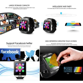 Smart Ur Med Kamera Q18 Bluetooth Smartwatch SIM-TF Kort Slot Aktivitet, Fitness Tracker Sport Watch Ure Android images