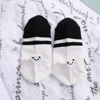 Sokker kvinder 3 par Bomuld Japansk stil søde panda Kawaii no-show ankel Usynlige dyreprint Kvinders korte sokker images