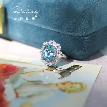 Store blå perle ring kvindelige ocean safir perle 520 Valentine ' s Day gave for hendes gave ringe til kvinder images