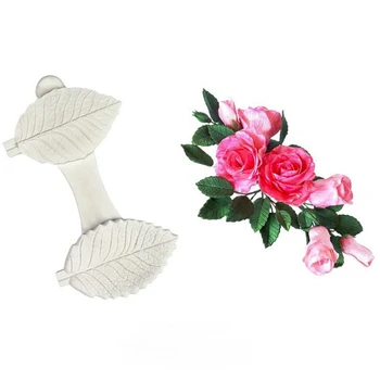 Sukker Craft Rose Leaf Silikone Formen Slik Polymer Ler Fondant Forme Kage Udsmykning Værktøjer Blomst Gør Steg Blad Forme images
