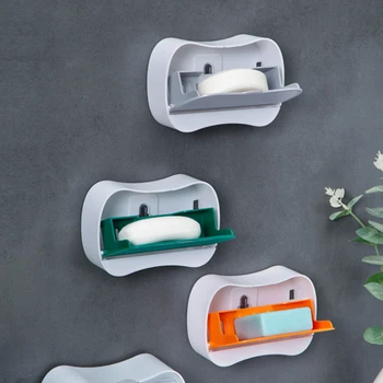 Sæbe Vask Skål Pasta vægmonteret Sæbe Holder Toilet Storage Rack Punch-gratis Aftagelig Opbevaring Disk Badeværelse Tilbehør Box images
