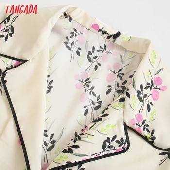 Tangada Kvinder Vintage Blomster Print Løs Skjorte med Lange Ærmer Smarte Kvindelige Casual Løs Skjorte 5Z260 images