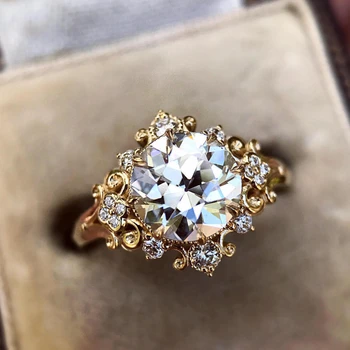 Trendy Golden Blonde Victorianske Hvide Zircon Fashion Bryllup Engagement Ring For Kvinder Smykker Hånd Tilbehør images