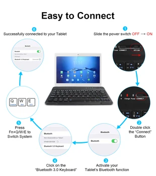 Trådløst Tastatur, Mini Bluetooth Keyboard for iPad-TV, Telefon, Andriod Tastatur Genopladelige Kompatibel med IOS Windows images