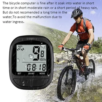 Vandtæt LCD Digital Cykel Computer Skærm Cykel Speedometer Kilometertæller, Cykling Stopur Riding Tilbehør images
