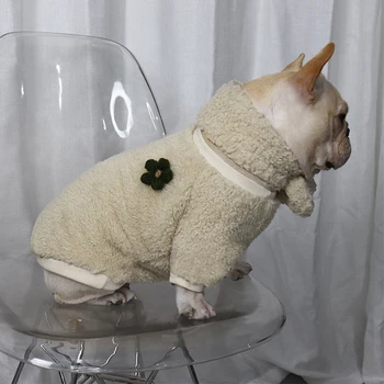 Varm Sweater, Halstørklæde Sæt til fransk Bulldog Hund Vinter Tøj til de Små Hunde Kæledyr Tøj Pug Kostume Chihuahua Frakke S-2XL images