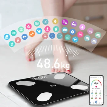 Vægt Kropsfedt-Gulvtæppe Skala Smart Trådløs Digital Badeværelse Kropssammensætning Analyzer Med Smartphone-App ' En Bluetooth - images