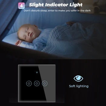 Wifi Væggen Touch Skifte EU-Ingen Neutral Ledning, der Kræves Smart Light Switch 1 2 3 Bande 220V Tuya Smart Home Støtte Alexa Google Startside images