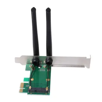 Wireless Network Card WiFi Mini-PCI-E Hurtig til PCI-E-Adapter 2 Antenne Ekstern PC, tablet, telefon, værdiboks til bærbar pop usb-stik images