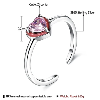 ZEMIOR Justerbar Ring For Kvinder S925 Sterling Sølv, Pink Cubic Zirconia Indstilling Ringe Elsker Sende Kæreste Gaver Fine Smykker images