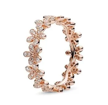 Ægte 925 Sterling Sølv Rose Vintage Bane Fremtoning Med Crystal Ringe Til Kvinder Bryllup Part Gave Europa Mode Smykker images